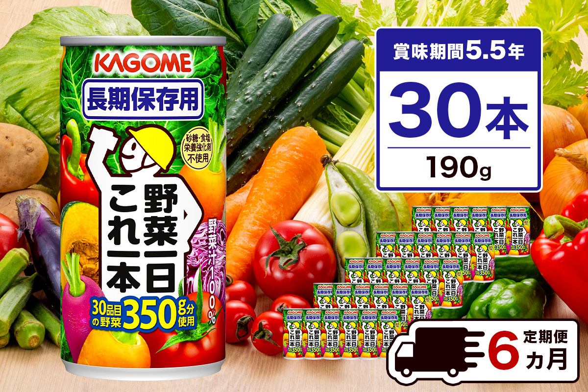 [6カ月連続]カゴメ 野菜一日これ一本 長期保存用 190g缶×30本 ns001-012