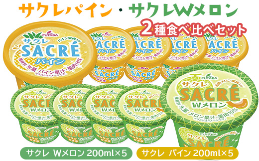 ◇数量限定◇　サクレパイン・サクレWメロン2種食べ比べセット ｜ フタバ食品　　パイン　メロン　アイス　かき氷　シャーベット　デザート　※離島への配送不可 ※2025年6月下旬頃より順次発送予定