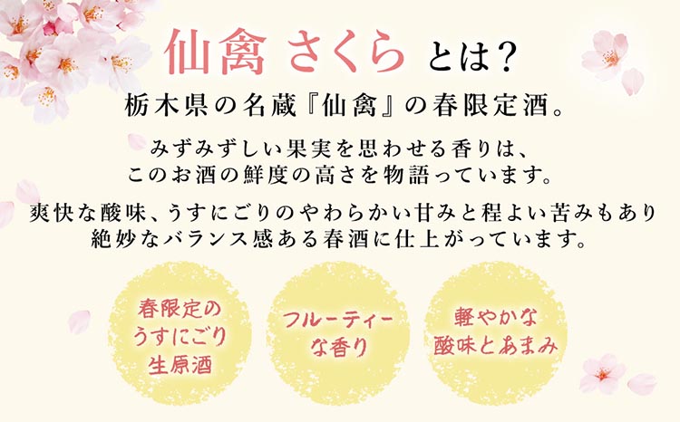 日本酒　仙禽　季節限定酒 さくら OHANAMI｜さくらの花の、咲くころに。　数量限定　せんきん　栃木県　さくら市　送料無料