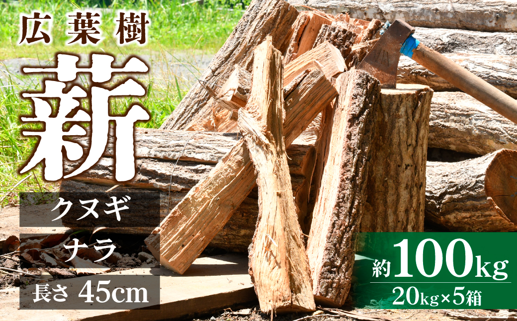 茂木町産 乾燥薪 ナラ＆クヌギ 約100kg（約20kg×5箱） | マキ まき 楢 椚 なら くぬぎ キャンプ 木 木材 薪ストーブ 暖炉 燃料 バーベキュー アウトドア 広葉樹 キャンプ アウトドア 焚火 焚き火 栃木県 茂木町