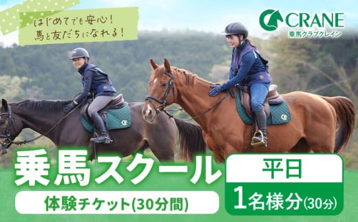 乗馬 スクール 体験 チケット 30分 平日 1名様分 クレイン栃木 《30日以内に出荷予定(土日祝除く)》栃木県 野木町 馬 乗馬体験 チケット 初心者 OK