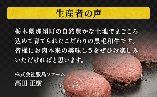 那須高原 敷島和牛手作りハンバーグ（150g×5個）計750g 小分け ハンバーグ 肉 お肉 牛肉 国産 黒毛和牛 冷凍 栃木県 那須町《敷島ファーム》〔B-82〕 ※着日指定不可 ※北海道・沖縄・離島への配送不可
