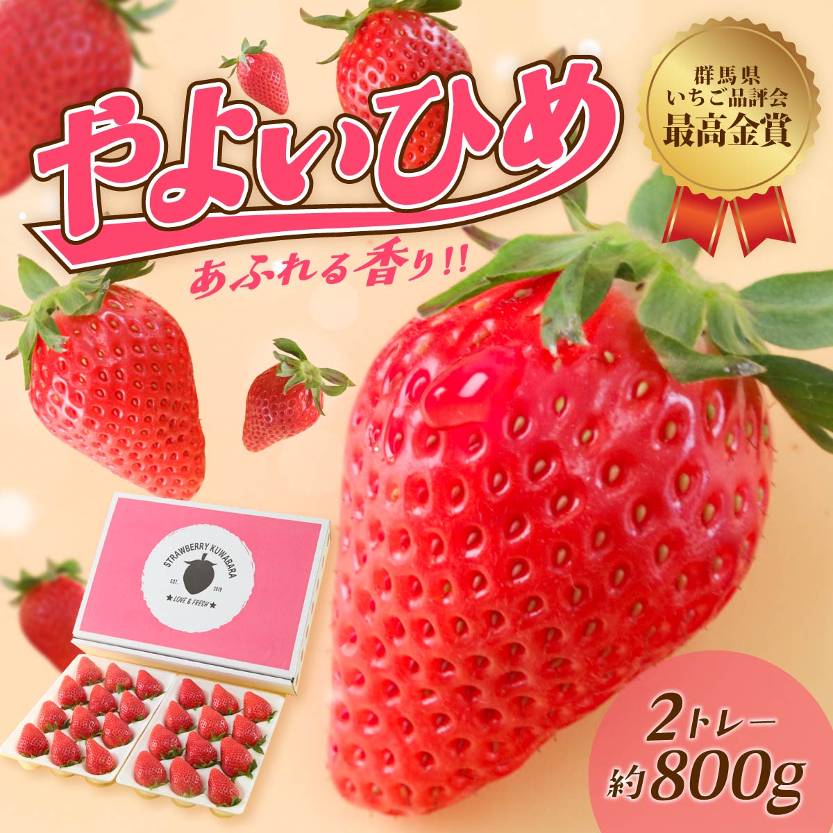 いちご やよいひめ（贈答用化粧箱入り）約800g｜ 朝採れ やみつき高品質 たっぷり 贈答用 新鮮 完熟 いちご 旬 苺 ストロベリー 高級 産地直送 果汁 甘い あまい 人気 高評価 減農薬 有機肥料 高糖度 ごほうび プレゼント 群馬県 前橋市
