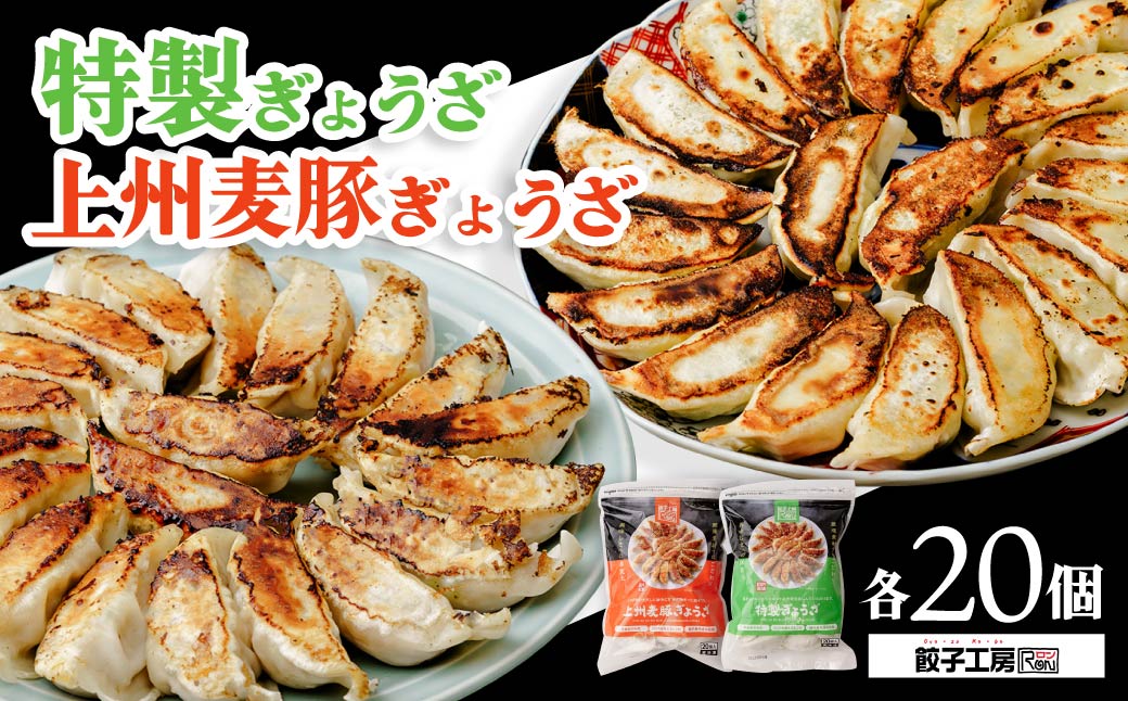 餃子 上州麦豚ぎょうざ 特製ぎょうざ 食べ比べセット 合計40個 | 冷凍 ストック おいしい 国産 餃子 子ども 鶏肉 あっさり 家族 ビール つまみ おかず 惣菜 中華 ぎょうざ みまつ食品 群馬県 前橋市