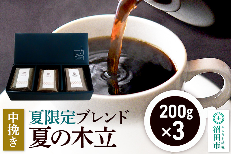 夏季限定 ブレンドコーヒー 中挽き「夏の木立」200g×3袋 土田商店