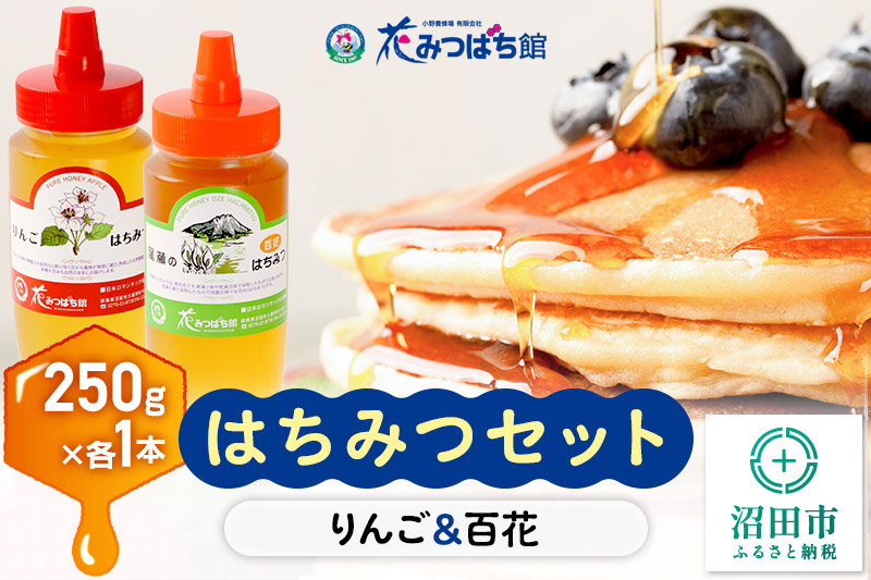 りんご・尾瀬のはちみつ（百花）セット 各250g 花みつばち館