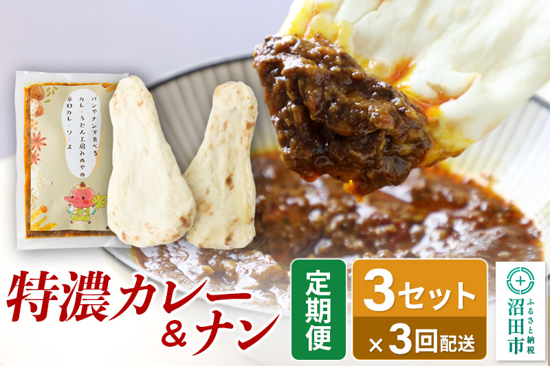 《定期便3回》みのや 特濃カレー＆ナン 3セット