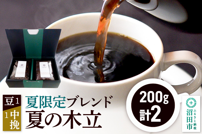 夏季限定 ブレンドコーヒー「夏の木立」豆200g×1袋＋中挽き200g×1袋