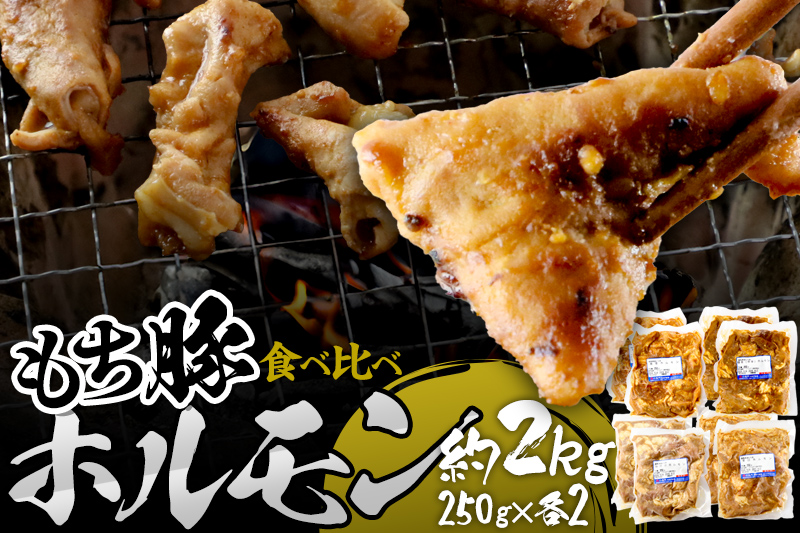 群馬県産もち豚ホルモン 4種の味付け食べ比べセット 約2kg（250g×4種各2）群馬県 特産品