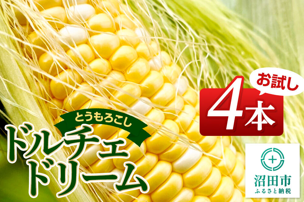 《7月下旬〜9月上旬発送》とうもろこし ドルチェドリーム お試しセット（4本） 山口いちご園