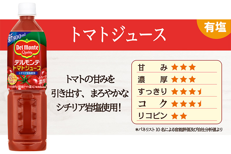 デルモンテ トマトジュース（有塩）800ml×15本セット 群馬県沼田市製造製品