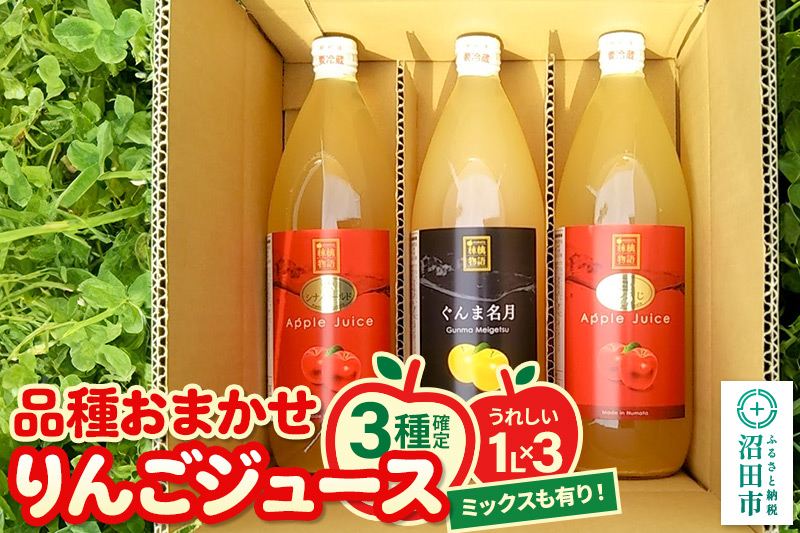 《3種確定》果樹園マンサーナ りんごジュース おまかせ1L×3本セット