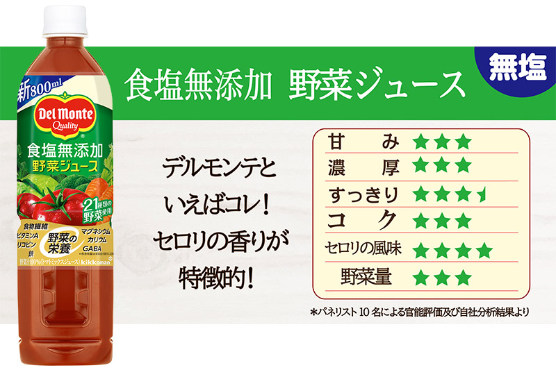 デルモンテ 食塩無添加野菜ジュース 800ml×6本セット 群馬県沼田市製造製品