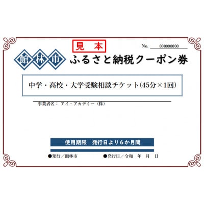 アイ・アカデミーの中学・高校・大学受験相談チケット(45分×1回分)【1336112】