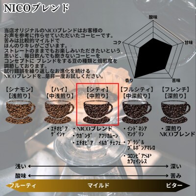 NICOブレンド 中煎り 500g ×2【豆のまま】【1484092】