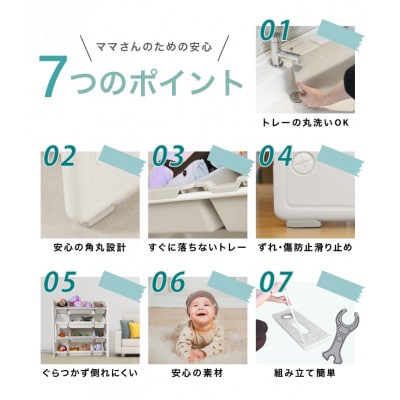 ぽんちゃん おもちゃ収納ラック【幅86cm】4段 天板付き 子供用 家具収納【1565642】