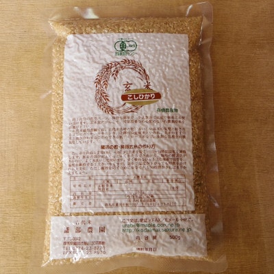 有機こしひかり【玄米】500g×12袋(令和7年産)【1709189】