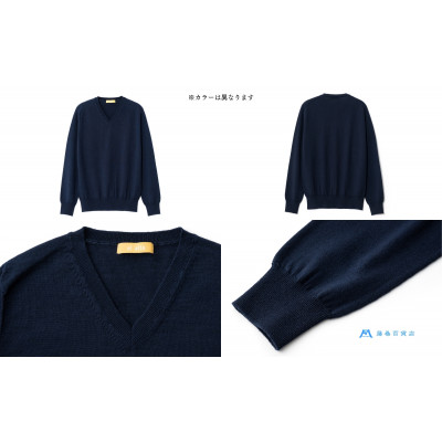 【el alto×藤巻百貨店】エキストラファインウール Vネックニット(モロカンブルー)Lサイズ【1732711】