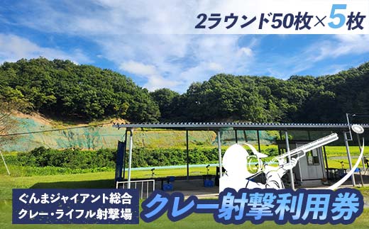 クレー射撃ラウンド券(2ラウンド クレー50枚)×5枚 F21E-422