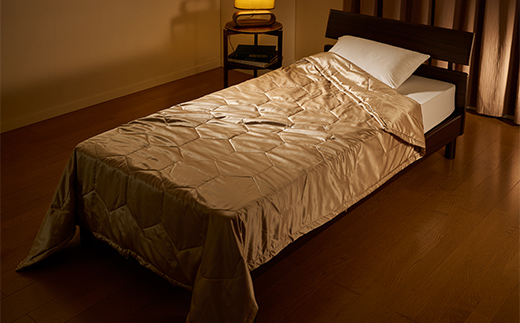 「毎日シルクに包まれて眠りたい」【中わた 富岡産シルク100％】 シルク掛布団（クィーンサイズ） シャンパンゴールド シルク 絹 贈り物 ギフト 国産 F21E-441