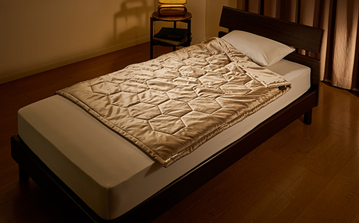 「毎日シルクに包まれて眠りたい」【中わた 富岡産シルク100％】 ハーフケット（ハーフサイズ） シャンパンゴールド シルク 絹 贈り物 ギフト 国産 F21E-444