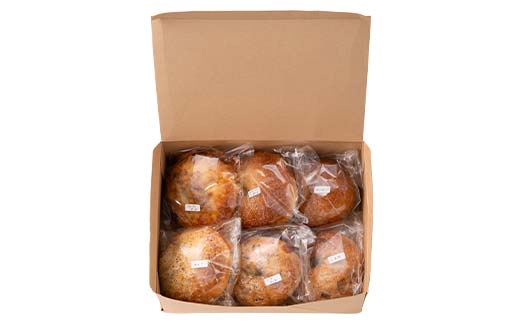 朝から並ぶ人気店！ 「つばめベーグル」6種のベーグルセット（くるみ・オニオンチーズ・チョコチップ・ブルーベリーレアチーズ・カレー・ごまチーズ）パン 食品 F21E-496