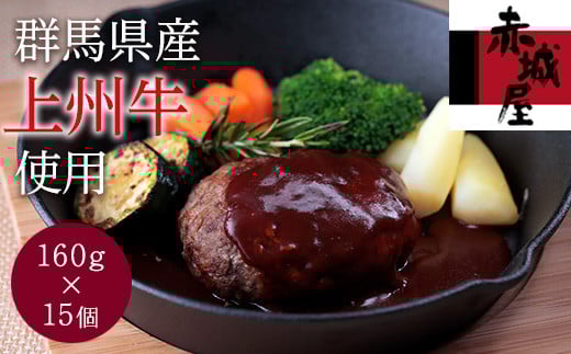 上州牛のハンバーグ (160g×15個) 赤城屋 上州牛 ハンバーグ セット 冷凍 お弁当 おかず F20E-008