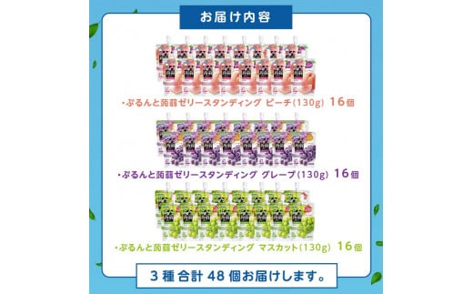 オリヒロ ぷるんと蒟蒻ゼリー スタンディング ＜3種セット＞ 計48個(16個×3種) こんにゃく ゼリー 詰合せ セット 食べ比べ 蒟蒻 コンニャク マスカット ピーチ グレープ 食品 F21E-474