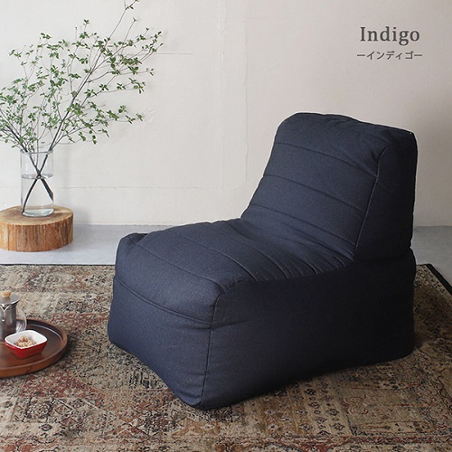 【a037】ビーズクッション　コンプ（インディゴ・デニム生地）【配送不可地域：沖縄県、離島】
