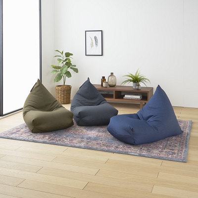 【a033】ビーズクッション　レゴリス（ネイビー・デニム生地）【配送不可地域：沖縄県、離島】