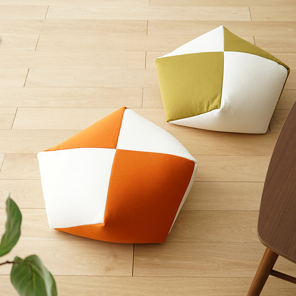 【a134】おじゃみクッション（グリーン/アイボリー）