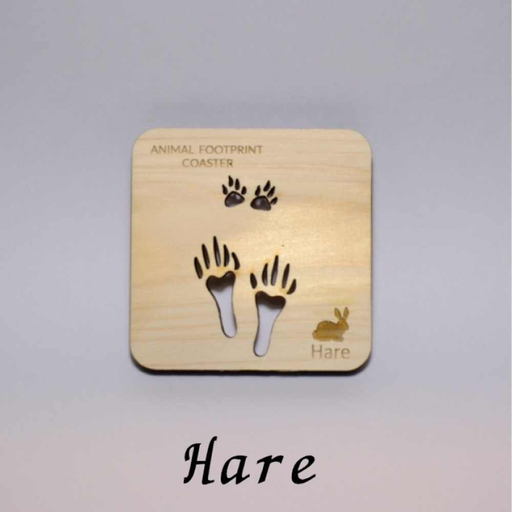 【1枚】森のコースター〈動物の足あと編〉 【Hare(野ウサギ)】