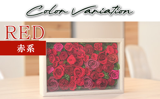 プリザーブドフラワーアレンジ(額装）大　(赤系)