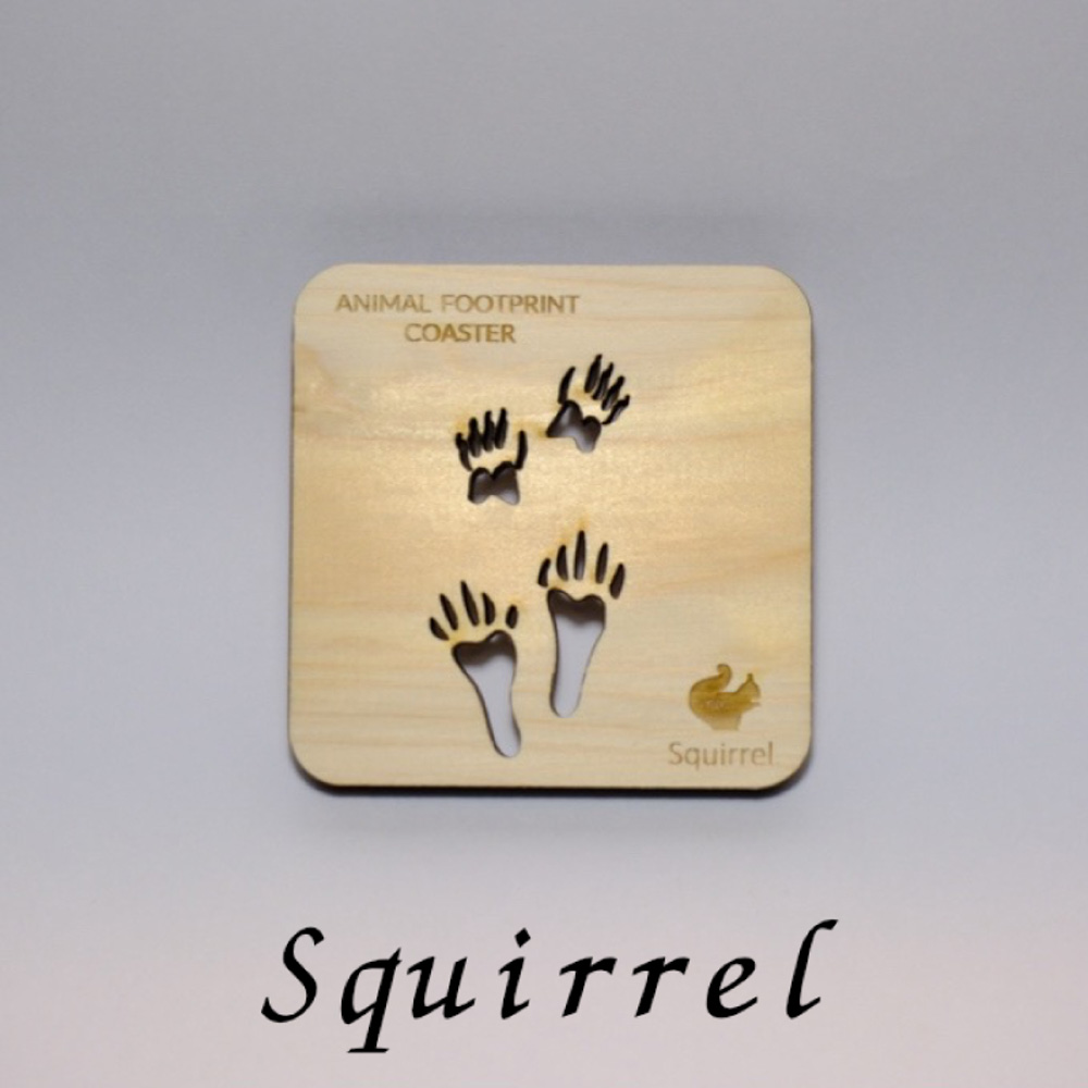 【1枚】森のコースター〈動物の足あと編〉 【Squirrel(リス)】