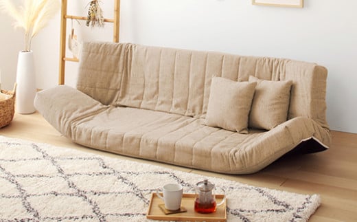 【a060】低反発マルチソファ(ベージュ・エレガンス生地)【配送不可地域：沖縄県、離島】