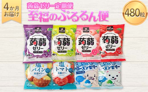 4か月連続お届け蒟蒻ゼリー定期便　480粒　至福のぷるるん便 F21K-470