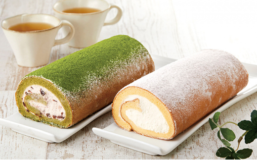 和菓子屋さんのお米の純生ロールケーキ(抹茶＆プレーン) 手土産 おやつ デザート スイーツ こだわり お茶うけ しっとり もちもち グルテンフリー F21K-665
