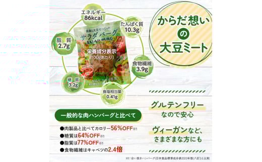 【原料は100％植物由来】こんにゃくと大豆で作ったサラダバーグ90g×10個 ダイエット こんにゃく 蒟蒻 大豆 おから 食物繊維 美肌 糖質制限 ローカロリー 糖質カット 100％プラントベース (ビーガン対応) F21K-161