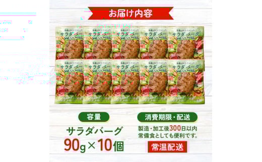 【原料は100％植物由来】こんにゃくと大豆で作ったサラダバーグ90g×10個 ダイエット こんにゃく 蒟蒻 大豆 おから 食物繊維 美肌 糖質制限 ローカロリー 糖質カット 100％プラントベース (ビーガン対応) F21K-161