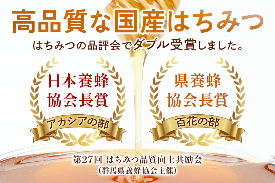 宇佐美養蜂のはちみつセット (百花) 450g×2本「KANRAブランド認定商品」｜国産 純粋はちみつ 蜂蜜 ハチミツ 無添加 とんがり容器 ボトル セット ハニー 産地直送 群馬県 甘楽町 [0209]