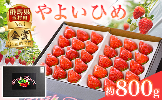 群馬県やよいひめ（いちご）約800g【３年連続金賞受賞！】