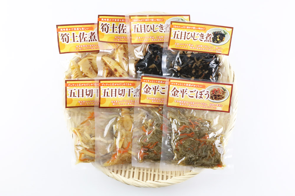 モリヨシチルド惣菜詰め合わせ 4種2セット（五目ひじき煮、金平ごぼう、五目切干煮、筍土佐煮）×2袋