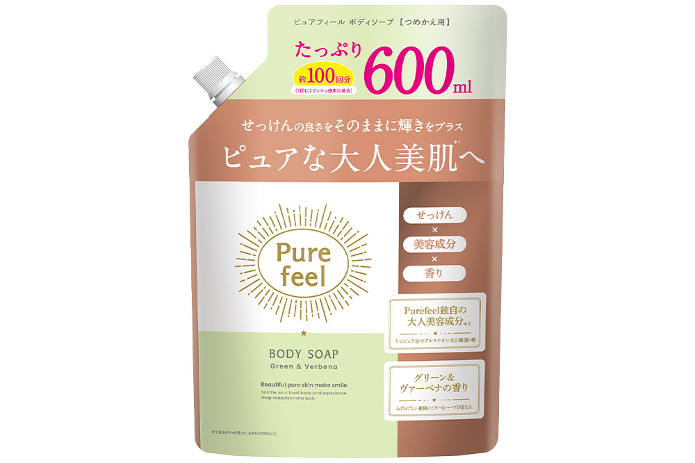 ピュアフィール ボディソープ グリーン＆ヴァーベナ 詰替用 600ml 1ケース (15個)