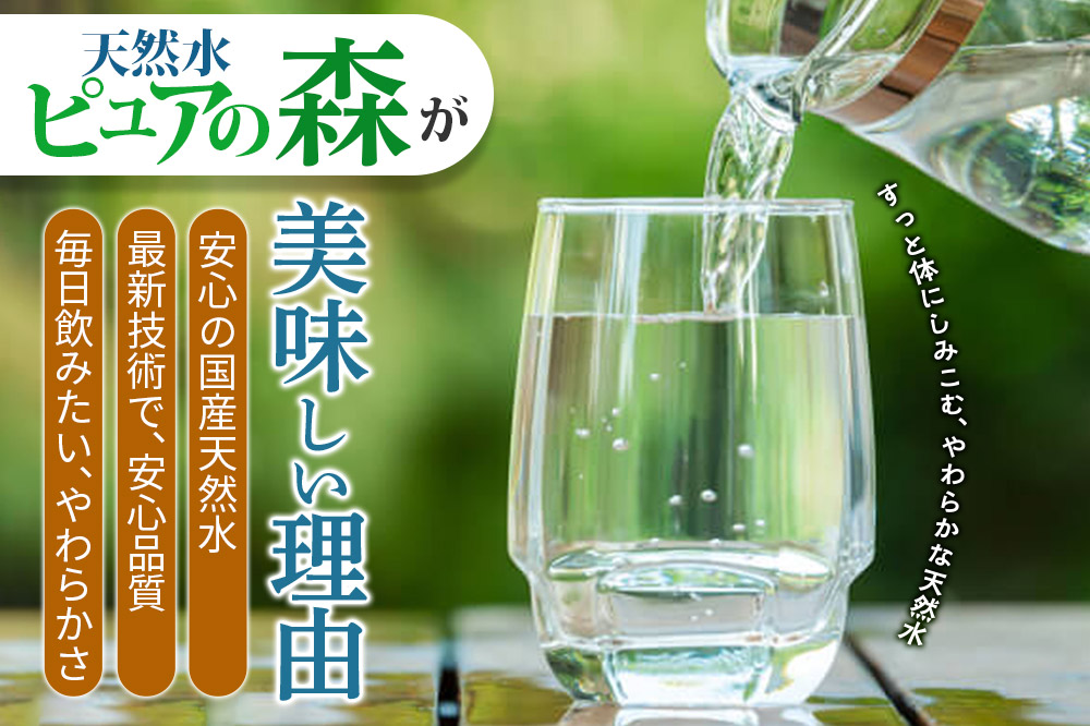 水 《定期便11ヶ月》国産 ミネラルウォーター ピュアの森 500ml 24本×2箱 計48本 天然水 軟水 ペットボトル ラベルあり