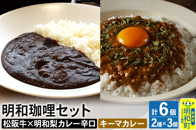 明和珈哩 天国のキーマカレー 3個＜180g×3個＞＆明和珈哩 辛口 3個＜200g×3個＞ 計6個 高級豚肉 レトルト スパイシー ポーク ビーフ