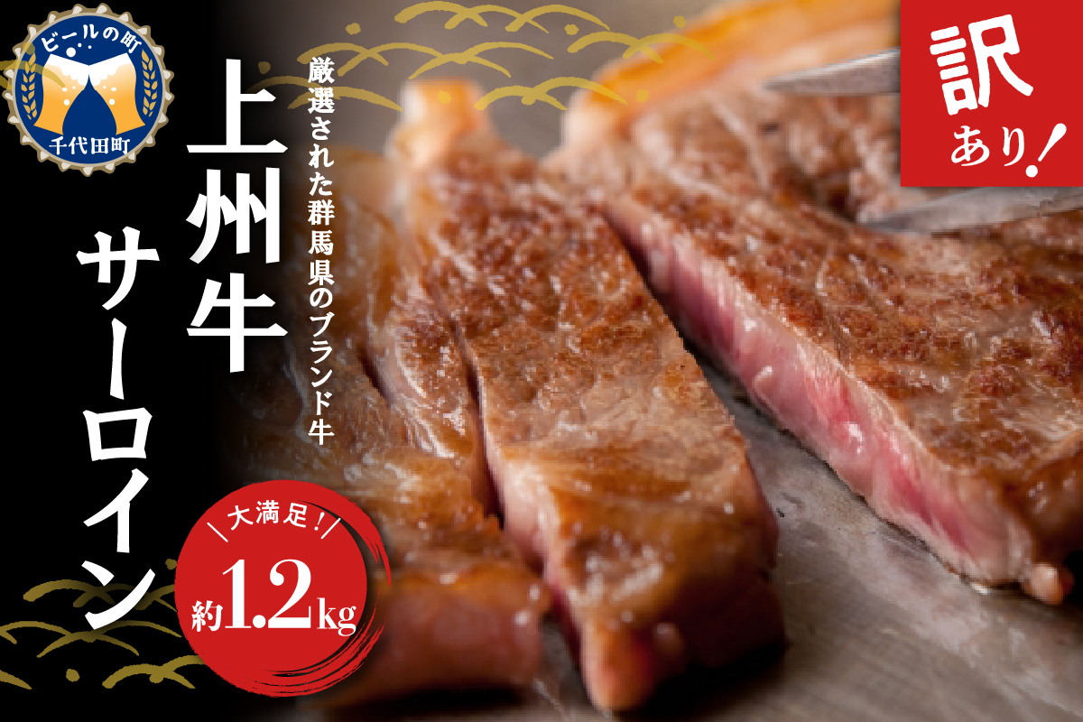 【訳あり】牛肉 サーロイン 【上州牛】 約1.2kg (約200g×6枚) 群馬県 千代田町