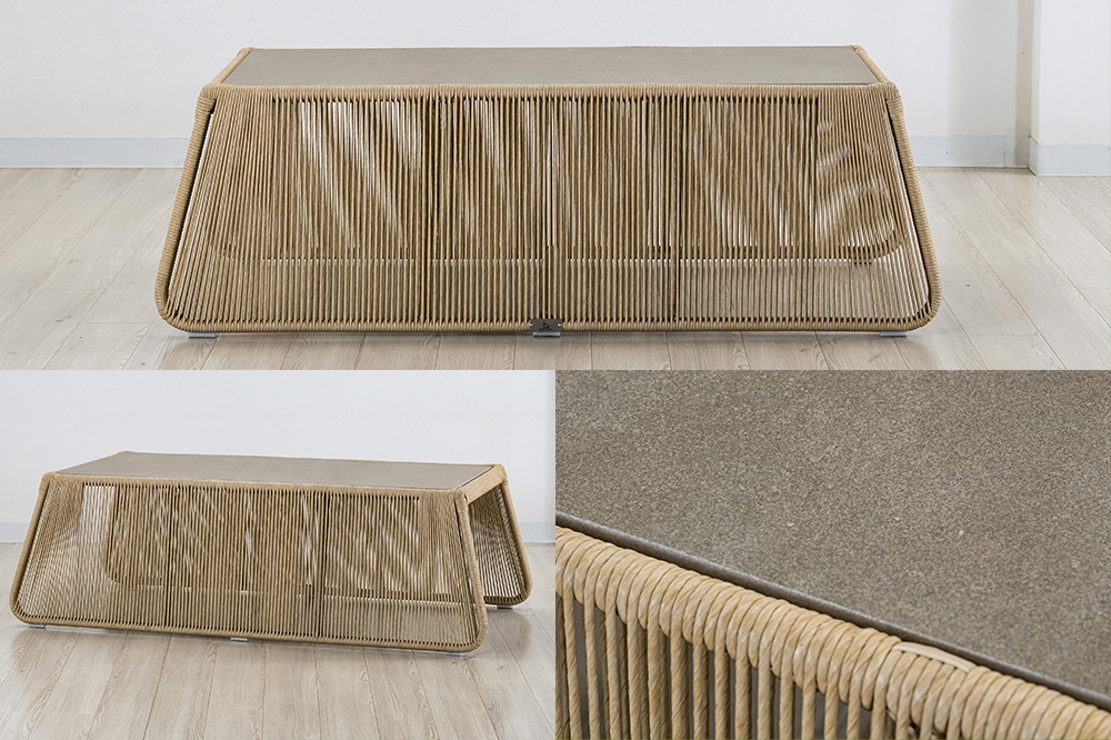 テーブル バーネスト  コーヒーテーブル アルミニウムフレーム エコレーンファイバー