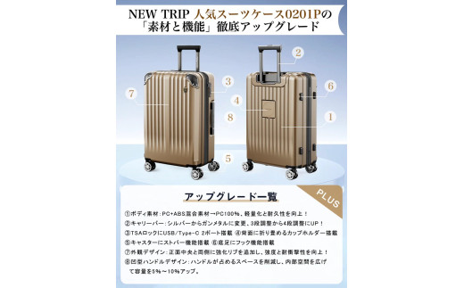 NEWTRIP0201p　スーツケース　オートミールグレー　Sサイズ　【11100-2025】