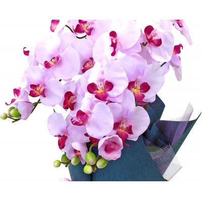 造花 シルクフラワーの胡蝶蘭の鉢植え 3本立 CT触媒 ライトパープル【1357834】