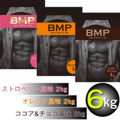 BMPプロテイン 6kgセット ココア&チョコ2kg/ストロベリー2kg/オレンジ 2kg 計6kg【1311244】